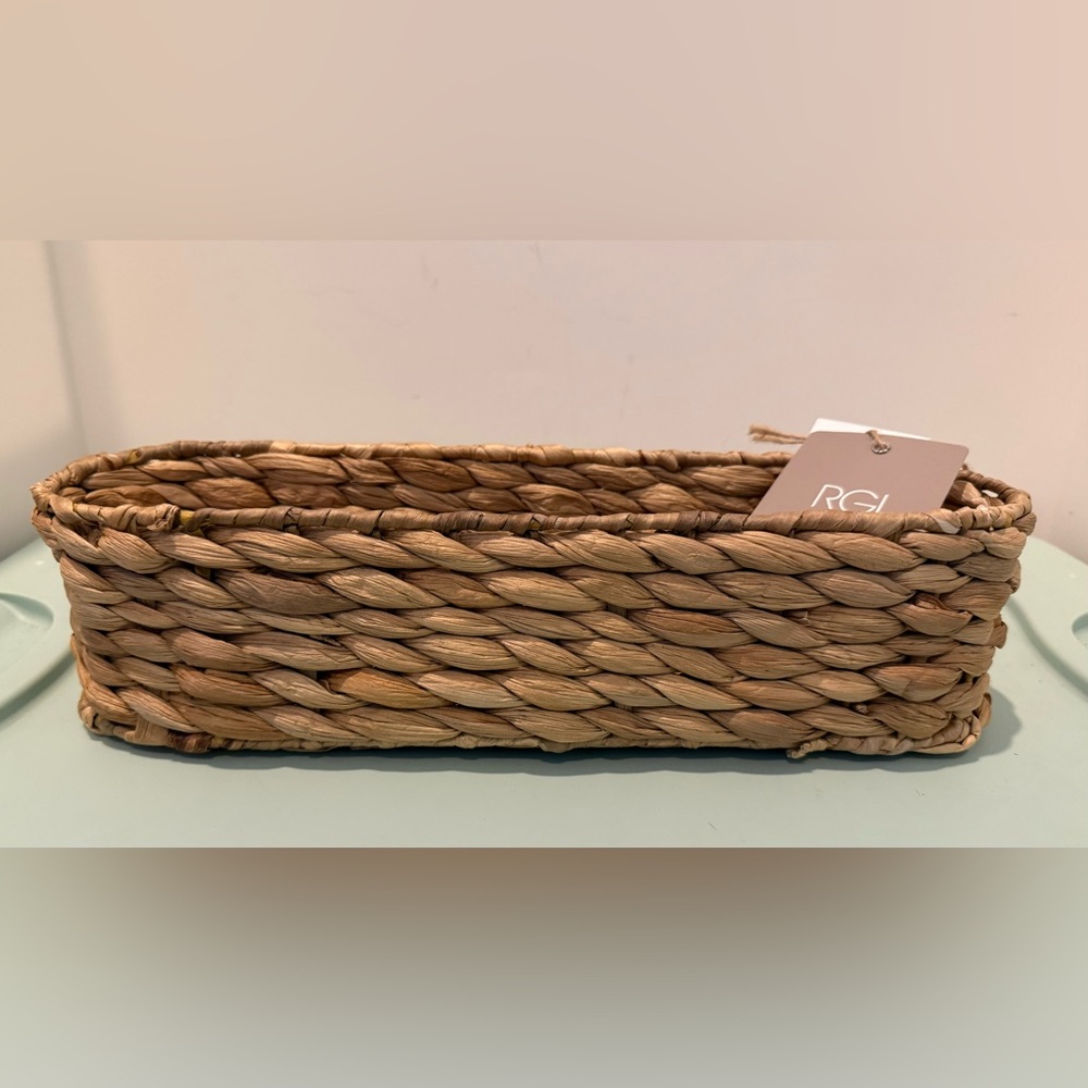 Pretty Natural Woven Basket- 14x4 inches- NWT